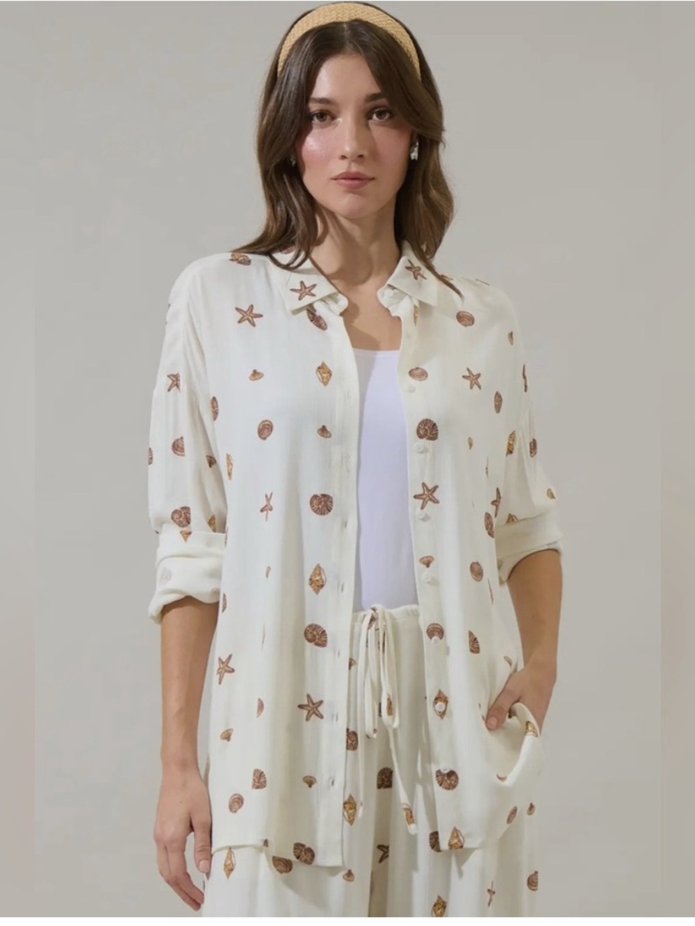 Cerise Shells Button Down Shirt